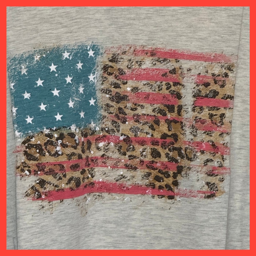 NWOT Pivotal Partners Mens Gray Leopard Print American Flag Graphic T-Shirt LG - Picture 2 of 5